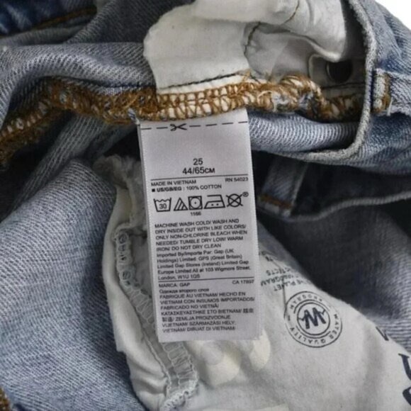 Gap  Jean Shorts Distressed Cutoffs High Rise Light Wash Size 25 - Picture 7 of 10